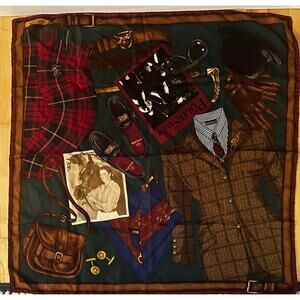 Ralph Lauren Purple Label Collection Equestrian Loafers 34” Silk Scarf RARE